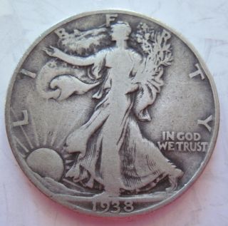 1938 - D Silver Silver Walking Liberty Half Dollar 42k photo