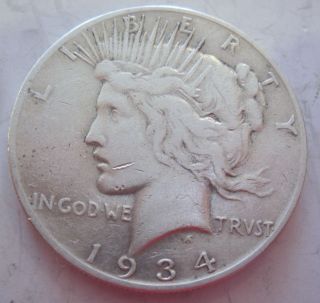 1934 - S Silver Peace Dollar Coin 42j photo