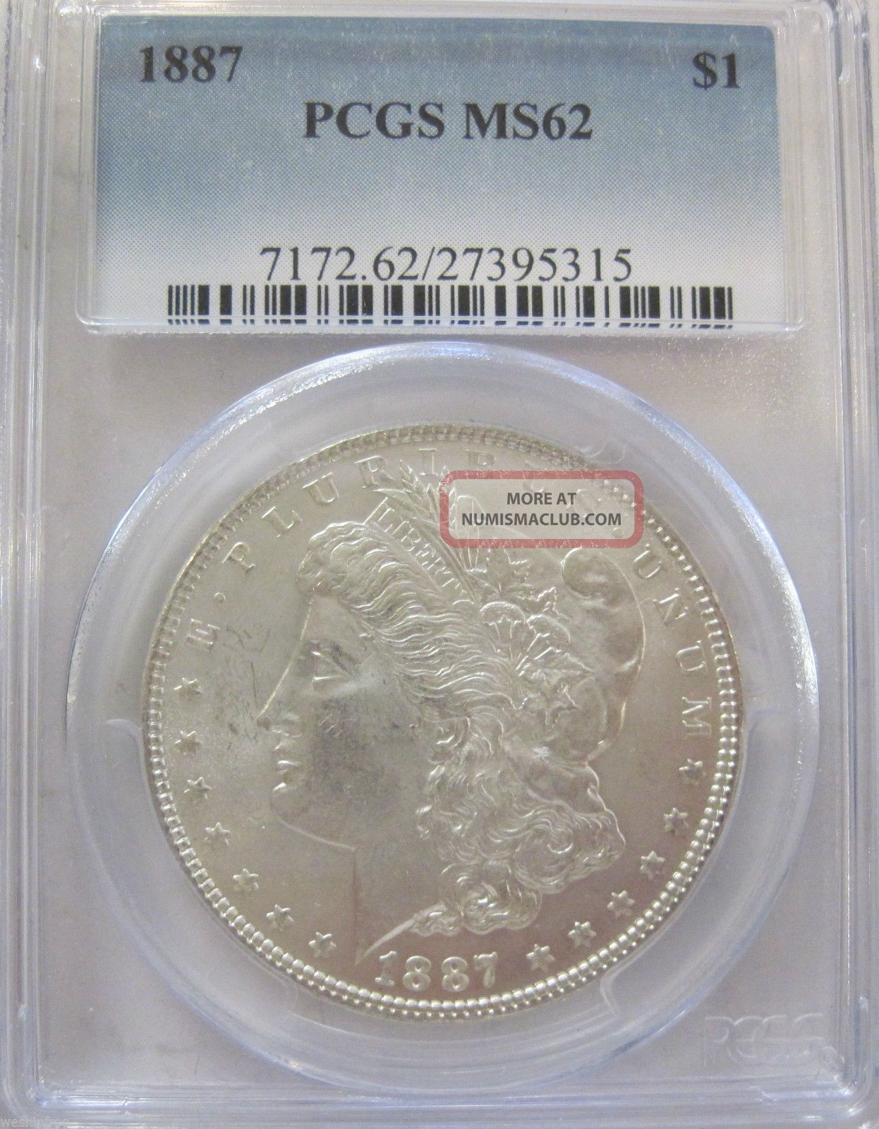 Pcgs 1887 Silver Morgan Dollar Ms62 (822h)