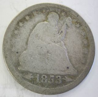 1853 A And R Silver Seated Liberty Quarter 924p photo
