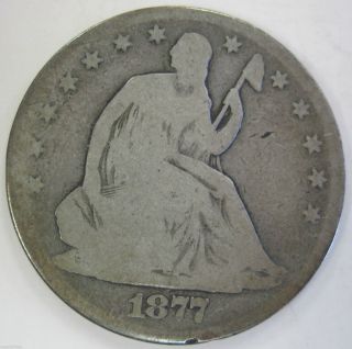 1877 Silver Seated Liberty Half Dollar 924c photo