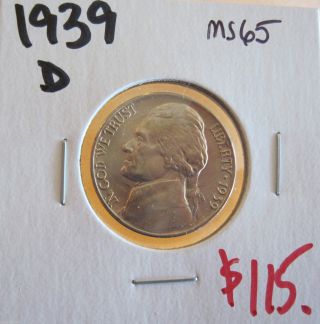 Rare Date 1939 - D Gem Bu Jefferson Nickel 911a photo