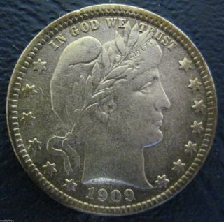 1909 D Silver 90% Liberty Barber Quarter Coin 711e photo