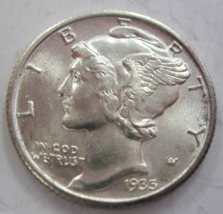 1935 Silver Mercury Dime Real Unc (128a) photo
