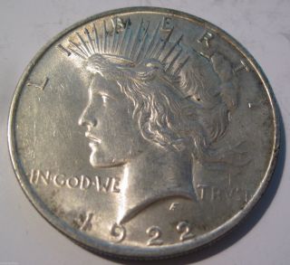 1922 90% Silver Peace Dollar Coin (25r) photo