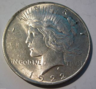 1922 90% Silver Peace Dollar Coin (25s) photo