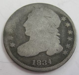 1834 Silver Capped Bust Dime Collector Coin (23u) photo