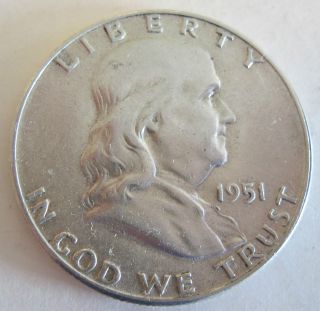 1951 Silver Franklin Half Dollar 830af photo