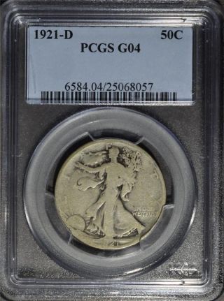 1921 - D Pcgs G04 Walking Liberty Half Dollar Lowest Mintage Very Rare 50c 057 photo