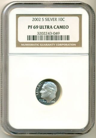 2002 S Silver Roosevelt Dime Pf69 Uc Ngc photo