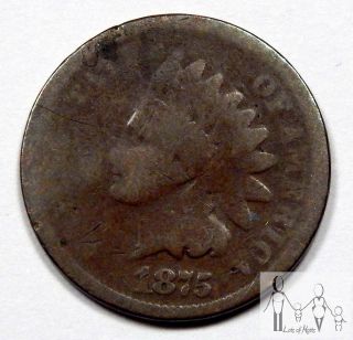 1875 About Good Details Ag Indian Head Cent Penny 1c Us Coin - 1 photo