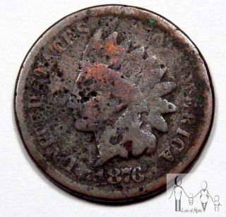 1876 About Good Details Ag Indian Head Cent Penny 1c Us Coin - 2 photo
