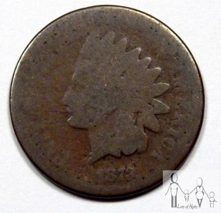 1873 About Good Ag Indian Head Cent Penny 1c Us Coin - 1 photo