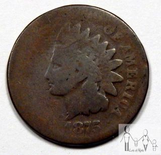 1875 About Good Ag Indian Head Cent Penny 1c Us Coin - 3 photo