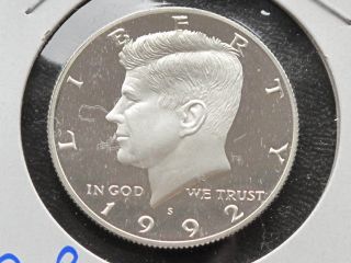 1992 - S Kennedy Half Dollar Dcam Proof 90% Silver U.  S.  Coin C9734 photo
