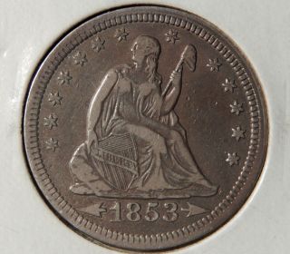 1853 Seated Quarter W/rays - Vf - photo