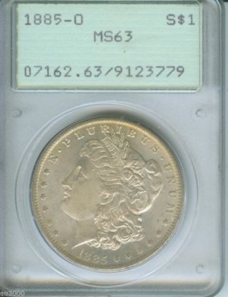 1885 - O Morgan Silver Dollar S$1 Pcgs Ms63 Ms - 63 Rattler photo