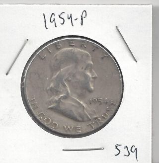 1954 P Franklin Half Dollar 90% Us Silver Coin 539 photo