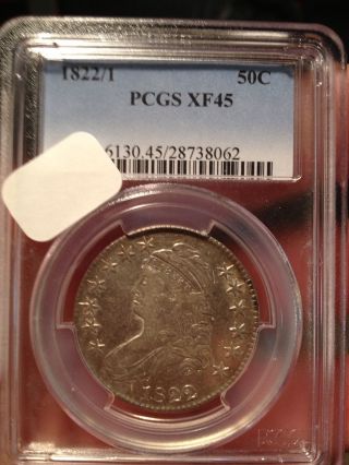 1822/1 Capped Bust Half Dollar 50c - Pcgs Xf - 45 - Very Rare Overdate Coin photo