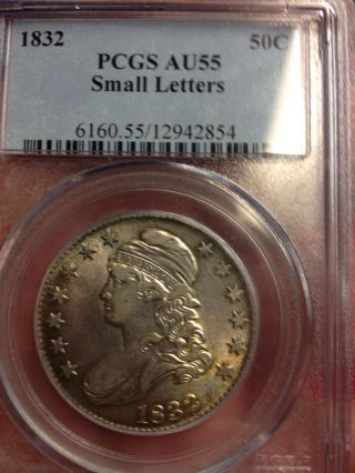 1832 Small Letters Bust 50c Pcgs Au 55 Light Gold Toning photo