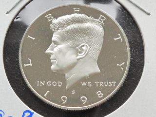 1998 - S Kennedy Half Dollar Dcam Proof 90% Silver U.  S.  Coin C9742 photo