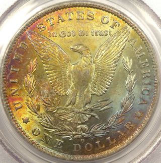 1883 - O Morgan Silver Dollar Pcgs Ms61: Rainbow Tone photo