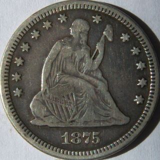 1875 Seated Liberty Quarter Dollar (with Motto) photo