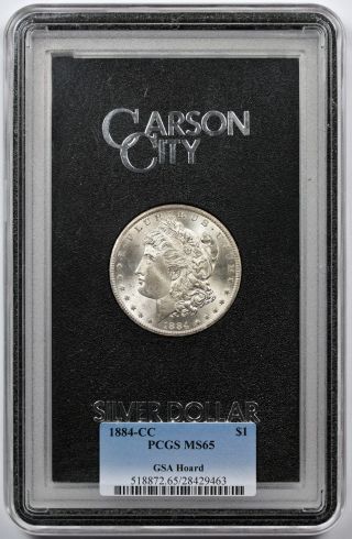 1884 - Cc Morgan Dollar $1 Ms 65 Pcgs Gsa Hoard Box And photo