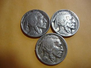 3 Full Dated Buffalo Nickel 1937 1936 1927 photo