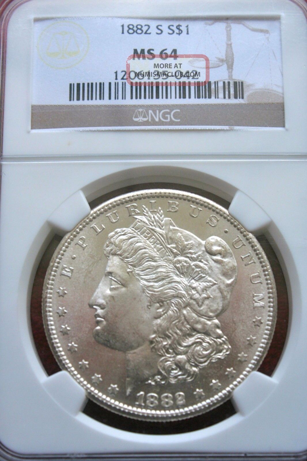 1882 S Morgan Silver Dollar, Ms 64
