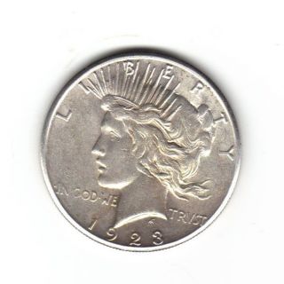 Ncoffin Usa Peace Dollar 1923 San Francisco,  Ca.  900 Fine Silver Coin photo