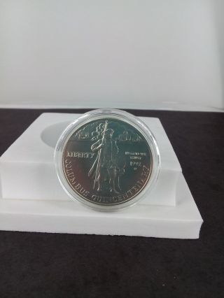 1992 - D Christopher Columbus Quincentenary Commemorative Silver Dollar Unc photo
