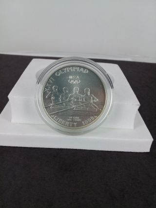 1996 - D Olympics Rowing Uncirculated Commemorative Silver Dollar In Capsule photo