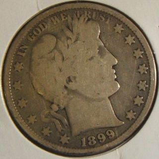 1899 Barber Half Dollar Silver Vg photo
