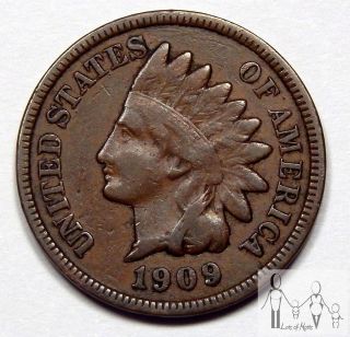 1909 Fine Indian Head Cent Penny 1c Us Coin - photo