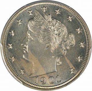 1901 Liberty Head Nickel 5c Pcgs Pr64 Proof Toning With Eye Appeal photo