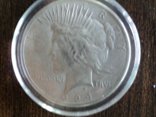1924 Peace Silver Dollar,  Very - Fine Circulated,  Encaplated photo