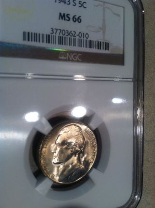 1943 S Jefferson War - Time Silver Nickel Ms66 Rare In Hi Grade Ngc photo