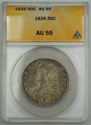 1825 Capped Bust Silver Half Dollar Coin 50c Anacs Au - 55 Gbr photo