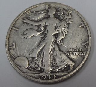 1934 1934 - P 50c Walking Liberty Half Dollar.  90% Silver photo