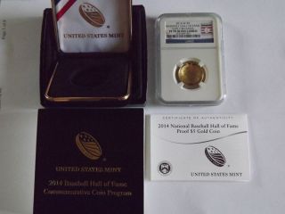 2014 W $5 Gold Baseball Hall Of Fame Early Releases Ngc Pr 70 Ultra Cameo photo
