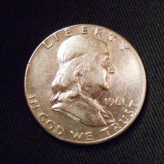 1961 U.  S.  Franklin Half Dollar,  90% Silver photo