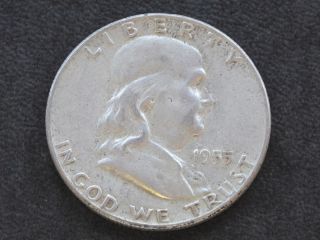 1955 - P Franklin Half Dollar Silver U.  S.  Coin A5838 photo