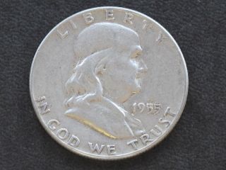 1955 - P Franklin Half Dollar Silver U.  S.  Coin A5840 photo