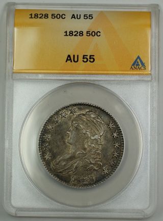 1828 Capped Bust Silver Half Dollar Coin 50c Anacs Au - 55 O - 117 Gbr photo