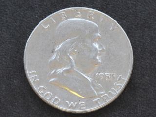 1955 - P Franklin Half Dollar Silver U.  S.  Coin A5842 photo