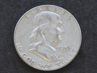 1955 - P Franklin Half Dollar Silver U.  S.  Coin A5845 photo