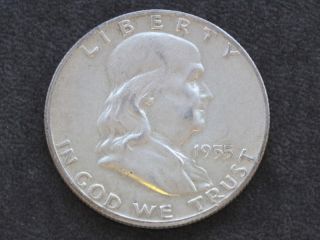 1955 - P Franklin Half Dollar Silver U.  S.  Coin A5846 photo