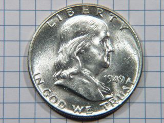 Key 1949 P Silver Franklin Half Dollar Grades Choice Bu Stk Rj36 photo