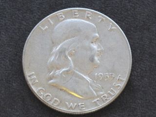 1955 - P Franklin Half Dollar Silver U.  S.  Coin A5847 photo